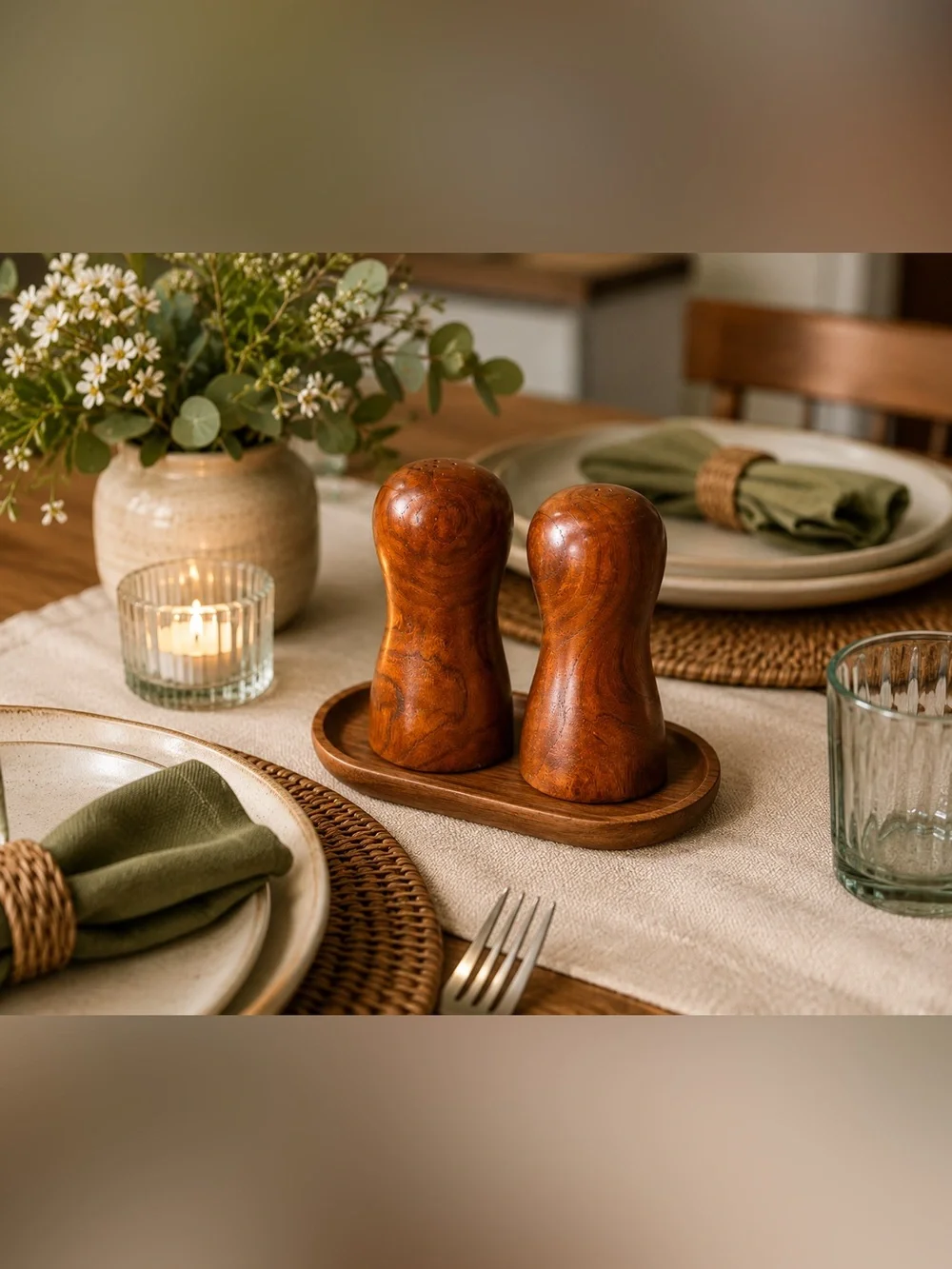 Vintage Wooden Salt & Pepper Shakers 6” Tall Teak Wood MCM Danish‎ Modern